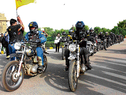 Mean machines: 100 bikers participated in the 10th Himalayan Odyssey.