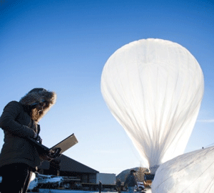 Flight engineer Sameera Ponda readies the next balloon for deployment at the launch site in New Zealand. REUTERS File Photo