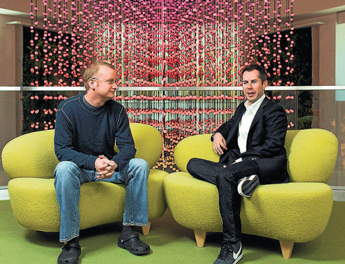 New answers: Bill Maris (right), managing partner of Google Ventures, and Graham Spencer, a general partner, at the company's offices in Mountain View, California. NYT