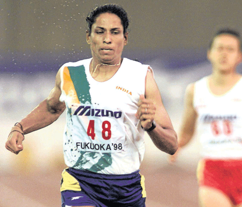 Unbeatable haul: P T Usha during her last Asian meet in 1998. She won a total of 14 gold medals in Asian Championships.  PTI
