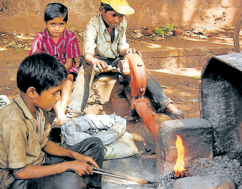 Middlemen find employment for children at hotels and  factories which are part of the nexus.