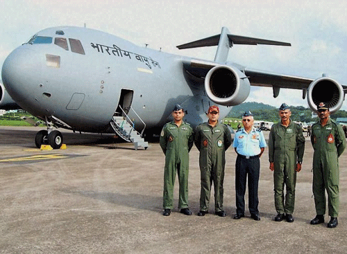 IAF's latest acquisition C-17 Globemaster-III that made its maiden flight to the Andaman & Nicobar Islands on Sunday. PTI Photo