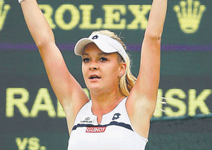 that's it! Poland's Agnieszka Radwanska celebrates after beating Li Na of China. AP