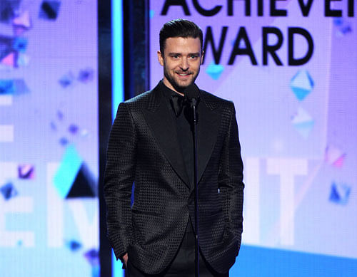 Justin Timberlake speaks onstage at the BET Awards at the Nokia Theatre on Sunday, June 30, 2013, in Los Angeles. AP