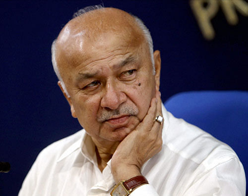Union Home Minister Sushilkumar Shinde at the monthly press conference of his ministry in New Delhi on Wednesday. PTI Photo by Manvender Vashis
