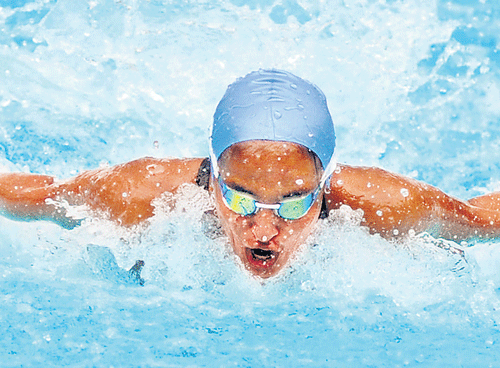 sizzler: Damini Gowda clinched the girls' Group II 100M butterfly gold to add to her tally on the third day of the 40th Junior National Aquatic Championship in Hyderabad. dh file photo