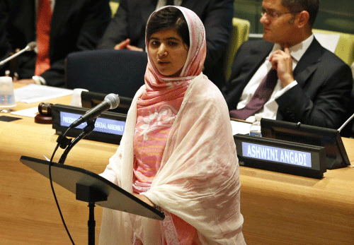 Malala Yousafzai at the United Nations Headquarters in New York Reuters Image