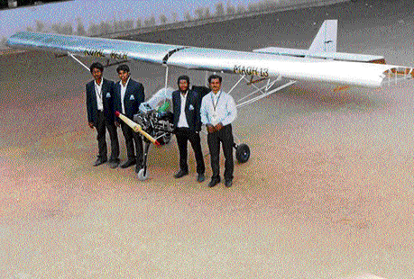 Students of HKBK College of Engineering who developed the aircraft. DH Photo
