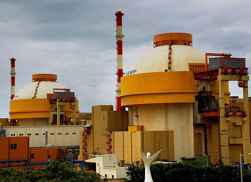 File picture of the two reactors of the Koodankulam Nuclear Power Plant (KKNPP) situated at Koodankulam in Tirunelveli district. The Kudankulam Nuclear Power Plant will attain criticality by mid-night today. PTI Photo