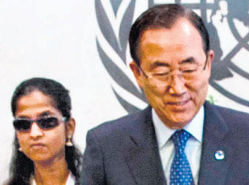 Ashwini Angadi with UN Secretary- General Ban Ki-moon.
