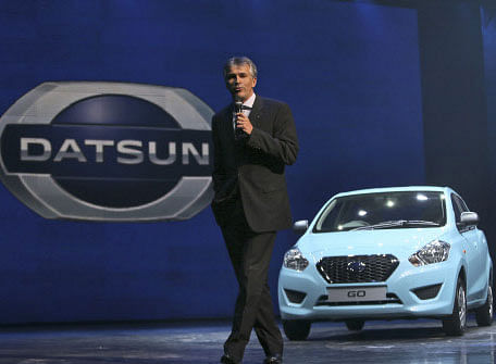 incent Cobee, corporate vice president, Datsun Business Unit, Nissan Motors Co., speaks to the media during Datsun Go global launch in New Delhi, India, Monday, July 15, 2013. Nissan has introduced the first new Datsun model in more than three decades in the Indian capital. The company hopes bringing back the brand that built its U.S. business will fuel growth in emerging markets with a new generation of car buyers. The reimagined Datsun - a five-seat hatchback - will go on sale in India next year for under 400,000 rupees (about $6,670).  AP Photo.