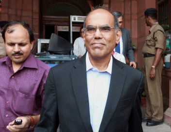 RBI Governor D Subbarao leaves North Block after meeting Union Finance Minister P Chidambaram in New Delhi on Monday. PTI Photo