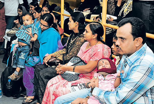 seeking change : Teachers wait for their turn during the transfer counselling session in Bangalore on Monday. dh photo