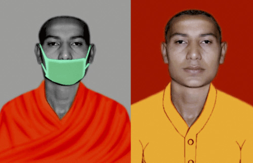 Sketches of a Bodhgaya serial blasts suspect that was released by the NIA on Tuesday. PTI Photo