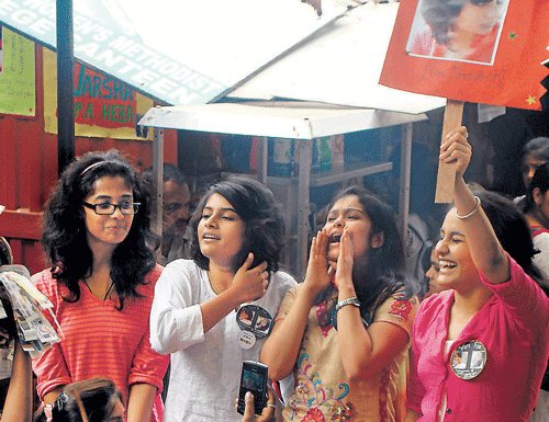 Enthusiastic: Students took to chanting and singing as part of the campaign.