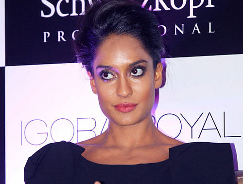 Model turned actress Lisa Haydon during a promotional event in New Delhi on Thursday. PTI