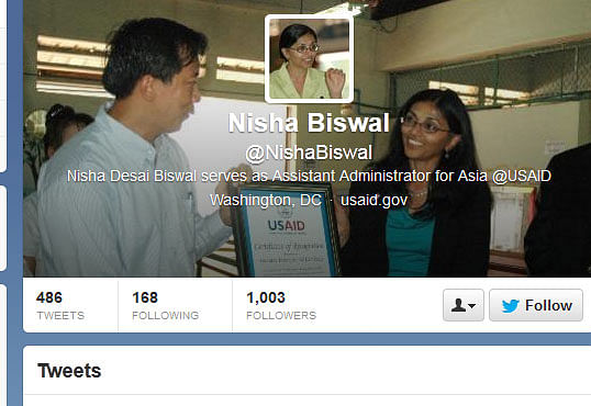 Photo from Nisha Desai Biswal's Twitter page