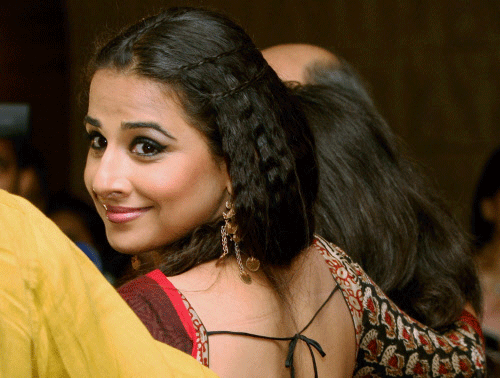 Actress Vidya Balan during the release Rabindra Sangeet album 'Dukhho Rakhi Sukh O' in Kolkata on Saturday. PTI Photo