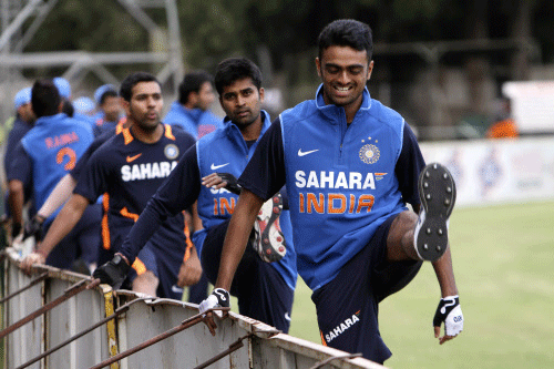 Indian cricket team players, during a practice session in Harare, Zimbabwe, Monday, July, 22, 2013. India and Zimbabwe will play a one day cricket match Wednesday. AP photo