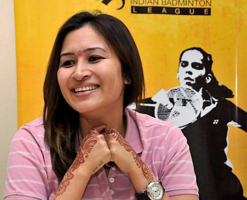 Badminton player Jwala Gutta during launch of the Indian Badminton League's School Programme initiative 'Shuttle Express' in Pune on Wednesday. PTI Photo