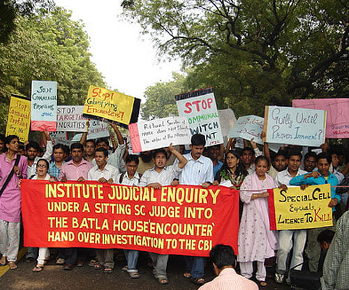 Protest rally against Batla House encounter, 24 October 2008, Delhi, by teachers and students of Jamia Millia Islamia University. Wiki Image