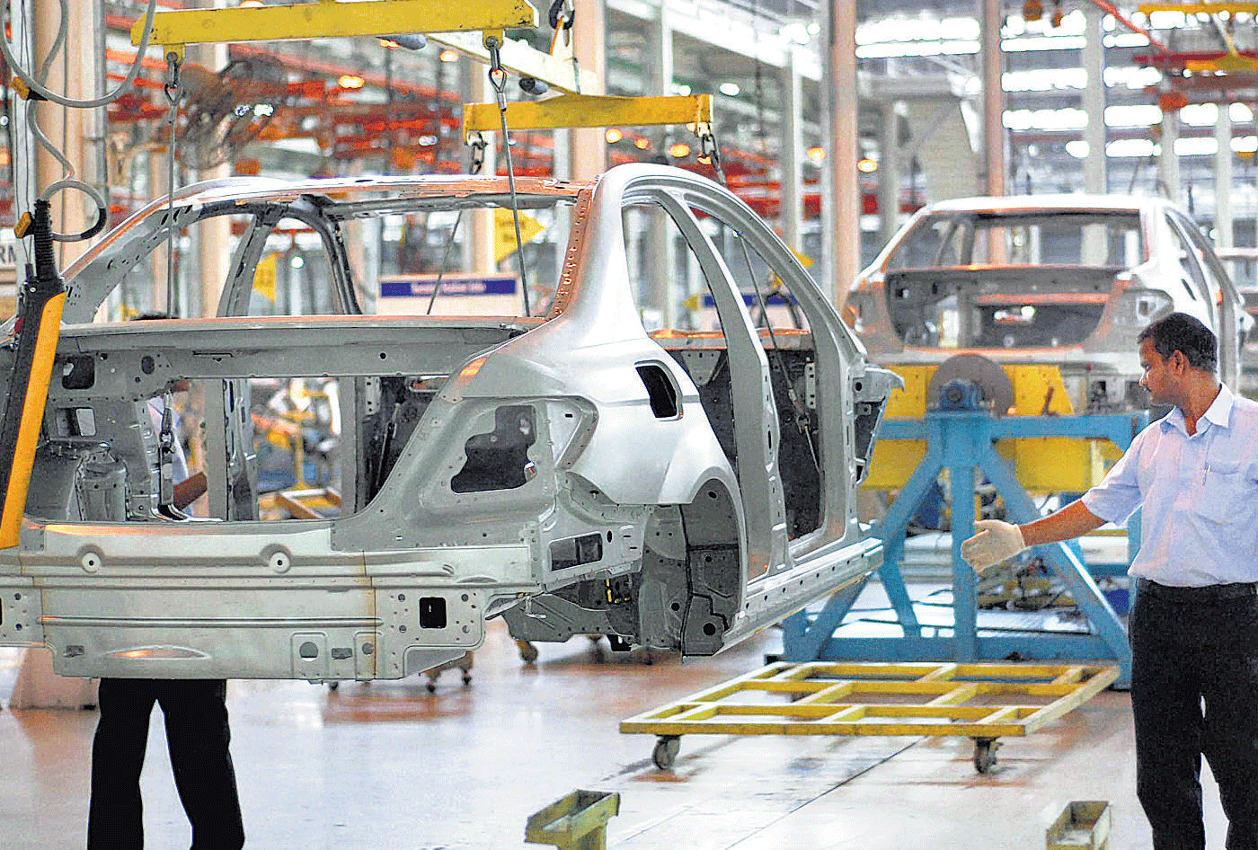 Production of the Mercedes-Benz E Class saloon in progress  in Pune. PTI