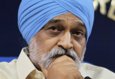 Planning Commission Deputy Chairman Montek Singh Ahluwalia at a press conference after Union Cabinet's decision to restructure centrally sponsored schemes in the Twelfth Five Year Plan, in New Delhi on Thursday. PTI Photo