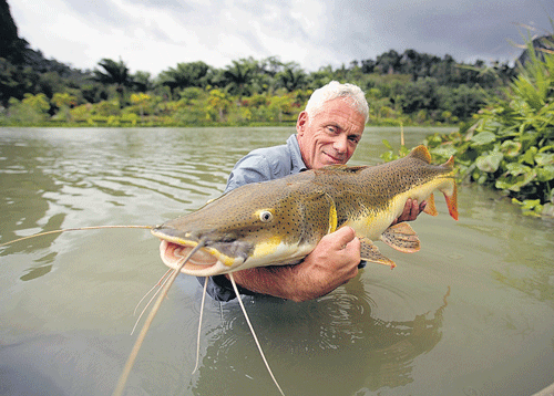 Daredevil Jeremy Wade with one of the river monsters.