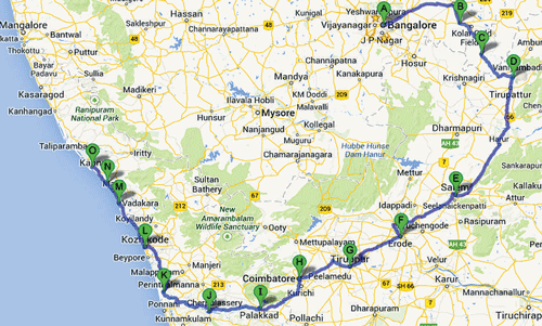 Proposed route: Yeshwantpur, Banaswadi, K R Puram, Bangarpet, Kuppam, Jolarpettai, Salem, Erode, Tiruppur, Coimbatore, Palakkad, Shoranur, Tirur, Kozhikode, Vadakara, Thalassery, Kannur, Kasargod and Mangalore.