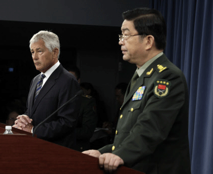 U.S. Defense Secretary Chuck Hagel (L) and China's Minister of National Defense General Chang Wanquan hold a joint news conference following their meeting at the Pentagon in Washington August 19, 2013. REUTERS