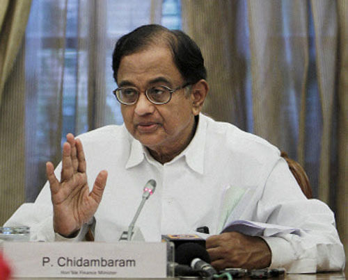 File Photo:  Finance Minister P Chidambaram speaks during a press conference at North Block in New Delhi