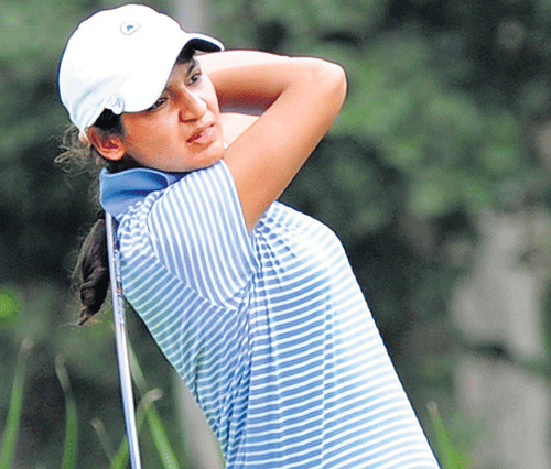 new kid on the block: Neha Tripathi's hard work has paid off with the young golfer winning four trophies this season. DH&#8200;PHOTO/ Kishor Kumar Bolar