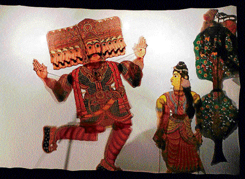 entertaining The Chithrakari theatre group presented Ramayan's Sundar kaand in Tholu Bommalata - Andhra's ancient leather puppet theatre.