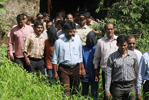 Crime branch team along with the rape case accused visited the crime scene at the Shakti mills in Mumbai on Wednesday PTI Photo