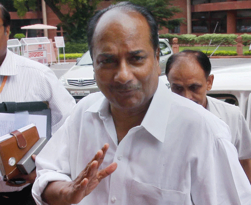 Union Defence Minister A K Antony arrives at Parliament House in New Delhi. PTI Phot