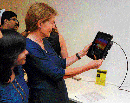 People test the new applications at the two-day Game  Gazer exhibition in Bangalore on Tuesday. DH Photo