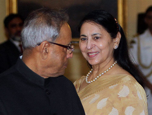 President Pranab Mukherjee with Deepak Sandhu after administering oath to her as Chief Information Commissioner during a ceremony at Rashtrapati Bhavan in New Delhi on Thursday. PTI Photo