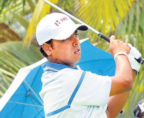 in fine touch: Anirban Lahiri's scorching 8-under earned him top slot in the leader board  on Thursday. file photo