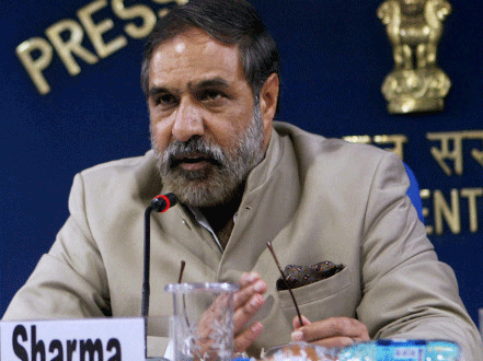 Union Minister for Commerce & Industry, Anand Sharma addresses a press conference in New Delhi on Wednesday. PTI Photo