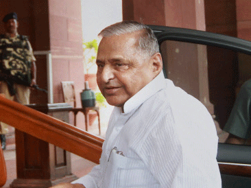 Samajwadi Party President Mulayam Singh Yadav arrives at Parliament on the first day of the Monsoon session in New Delhi on Monday. PTI Photo