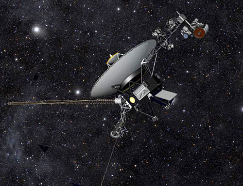 This artist rendering released by NASA shows NASA's Voyager 1 spacecraft barreling through space. The space agency announced Thursday, Sept. 12, 2013 that Voyager 1 has become the first spacecraft to enter interstellar space, or the space between stars, more than three decades after launching from Earth. (AP Photo/NASA)