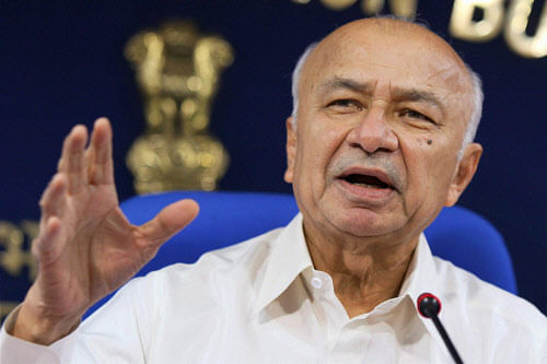 Union Home Minister Sushilkumar Shinde at the monthly press conference of his ministry in New Delhi on Saturday. PTI Photo.
