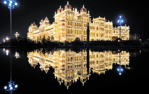DAZZLING: Lighting at the Mysore Palace is all set to become more enthralling if a proposal to implement progressive lighting is accepted.  dh photo