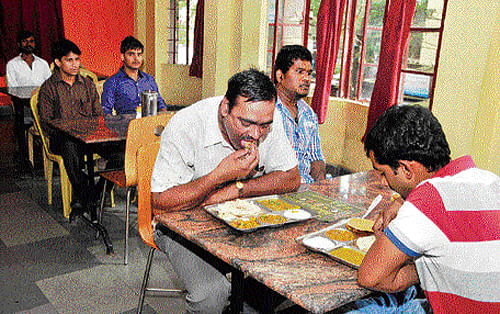 Tucking in: Customers relishing their favourite dishes.