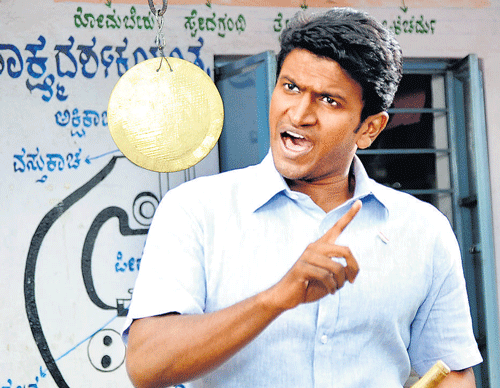 High-Profile message: Actor Puneeth Rajkumar during the filming of an advertisement for the Sarva Shiksha  Abhiyan in Bangalore on Friday. dh photo
