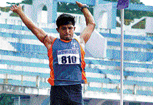 Suraj Mandal wins the long jump gold in the Bangalore University inter-collegiate athletics meet. DH&#8200;photo