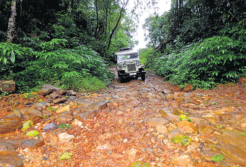 treacherous terrain: A jeep plying on the 'road' to Banjarumale. dh photo