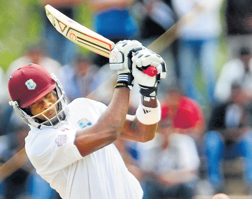in full flow: Kirk Edwards of West Indies 'A' in action on Wednesday. dh photo / satish badiger