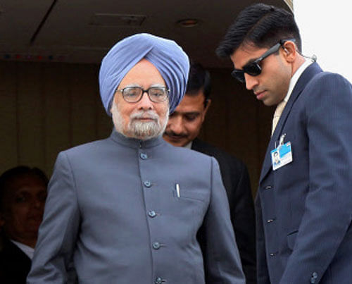 Prime Minister Manmohan Singh on his arrival at Frankfurt International Airport in Germany on Wednesday en route to the US to attend the UN Summit. PTI Photo