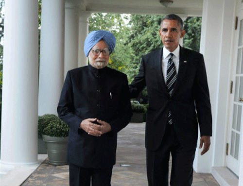Prime Minister Manmohan Singh and US President Barack Obama after their media statements at White House in Washington on Friday. PTI Photo